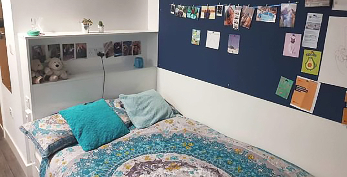 A personalised student room in university accommodation