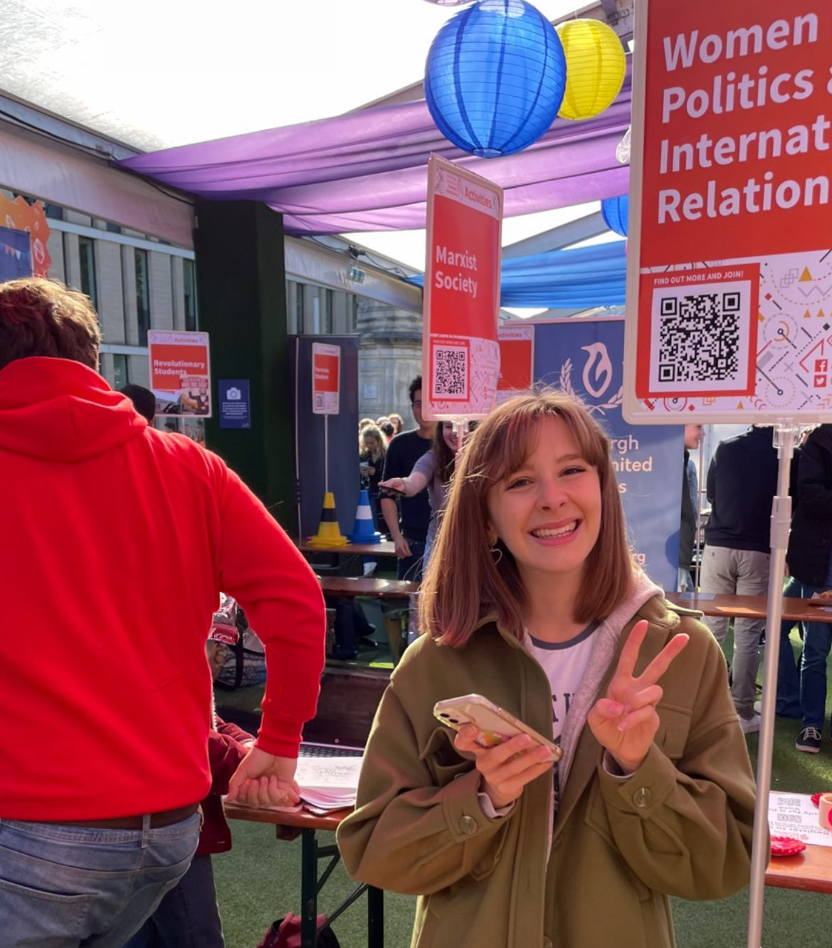 Lauren at a Women in Politics and International Relations society fair stand