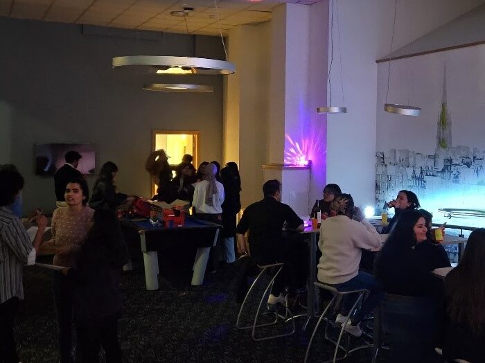 Sri and other students at a social event