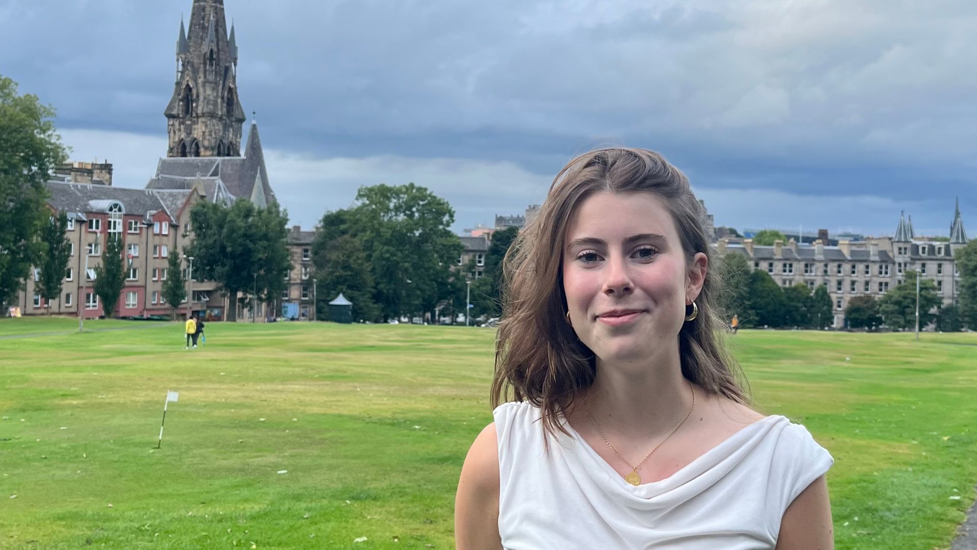 A student looking across Edinburgh during a period away from home