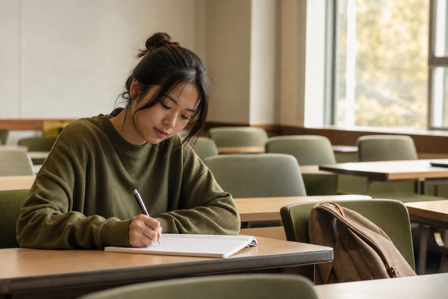 Student completing a short review immediately after a lecture