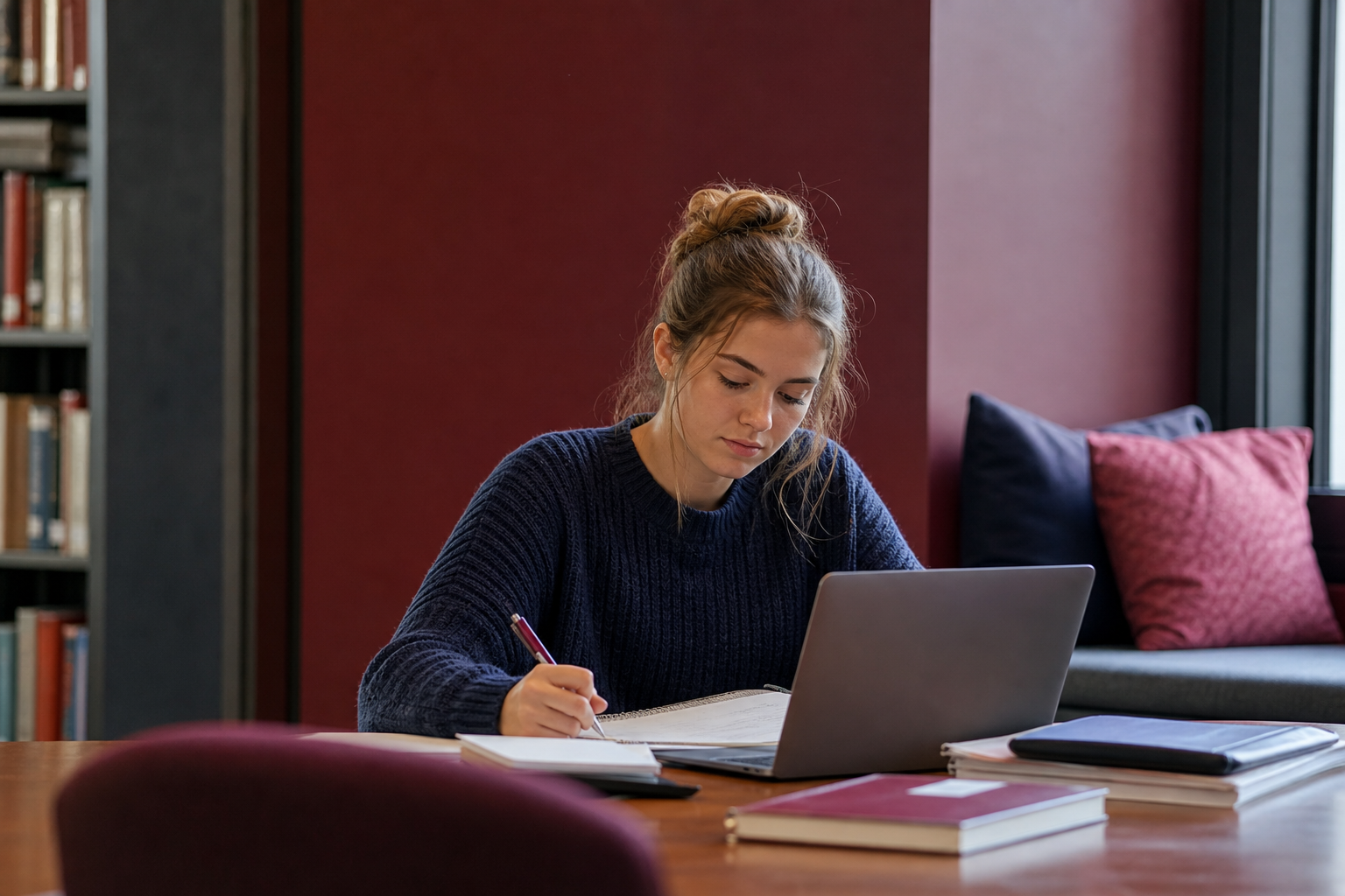 Student using a reserved weekly block to catch up on coursework