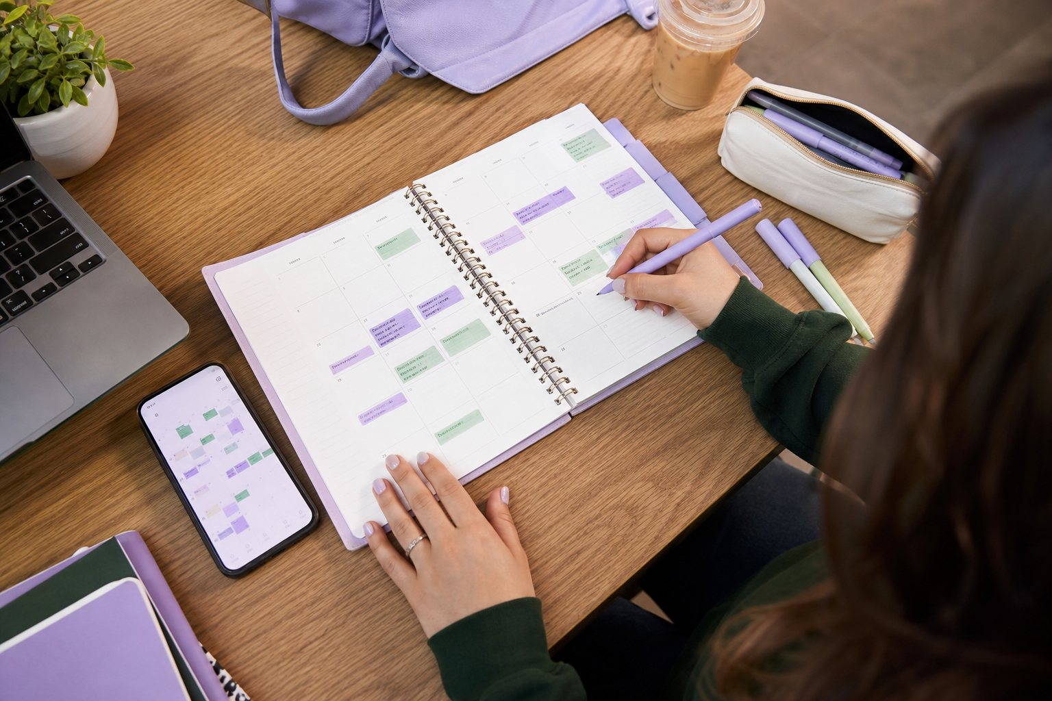 Student scheduling tutoring advising and study blocks on a semester calendar