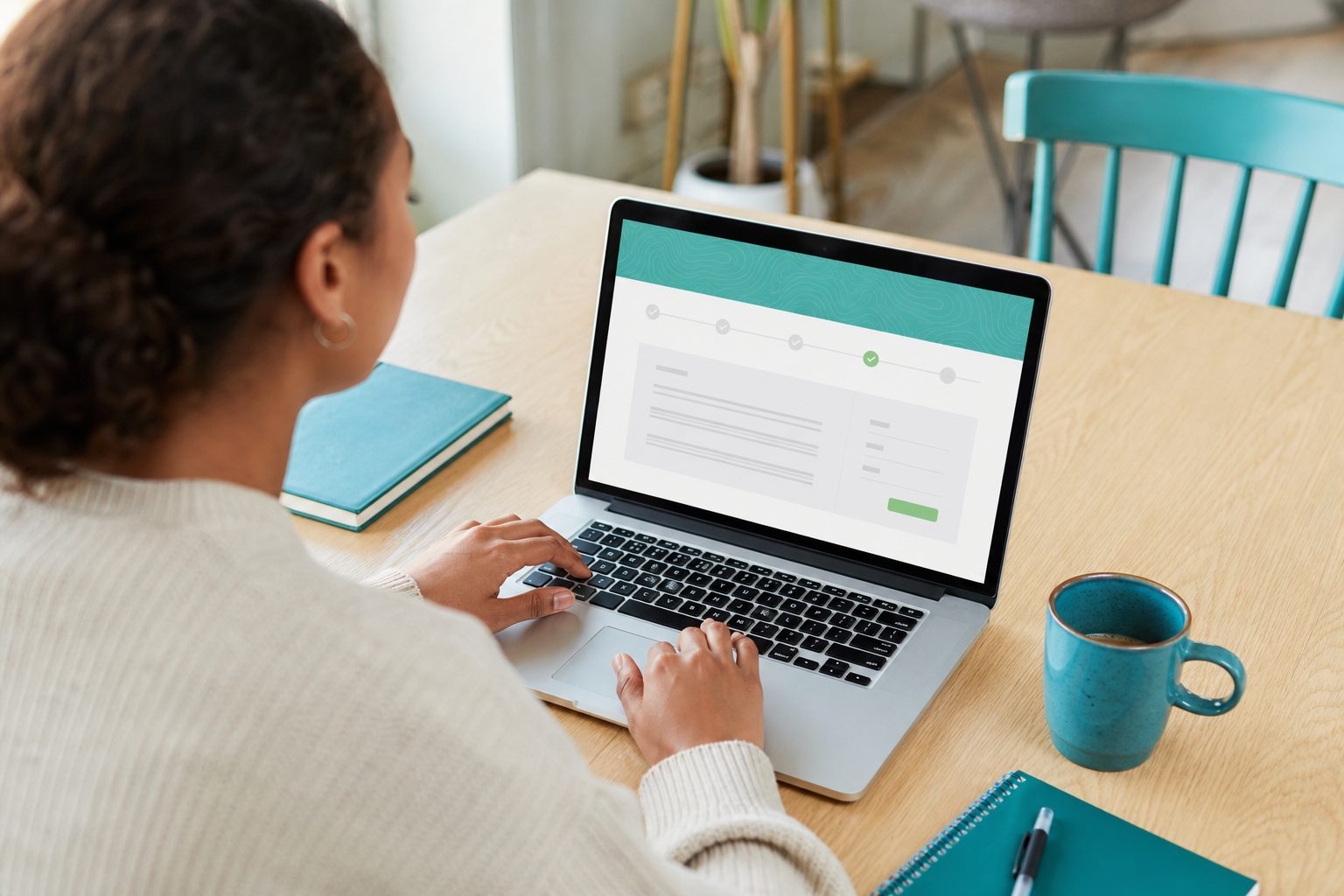 Student saving a course registration confirmation on a laptop