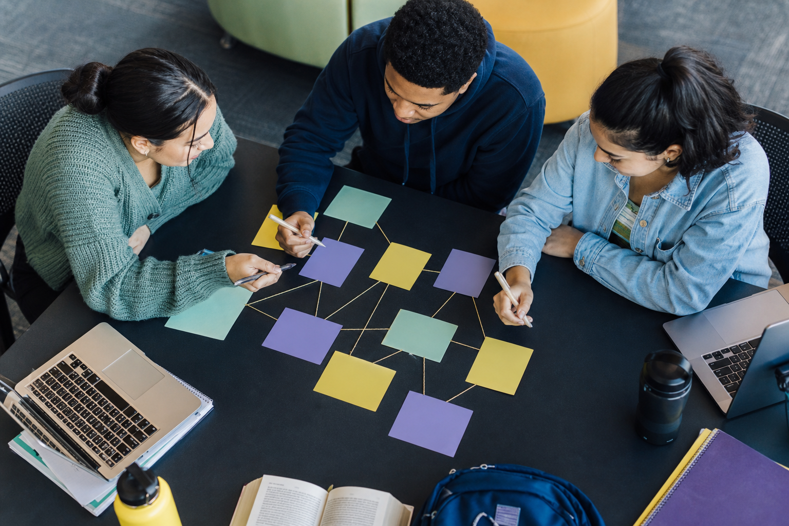 College student mapping several mentors for different kinds of guidance