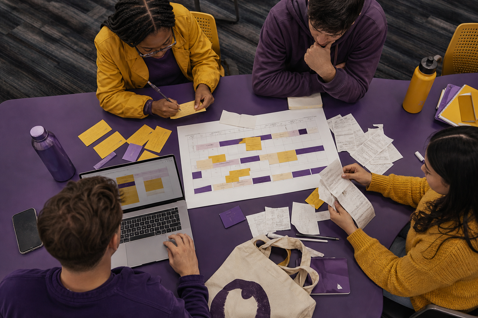 College student auditing the real time and cost of a student organization
