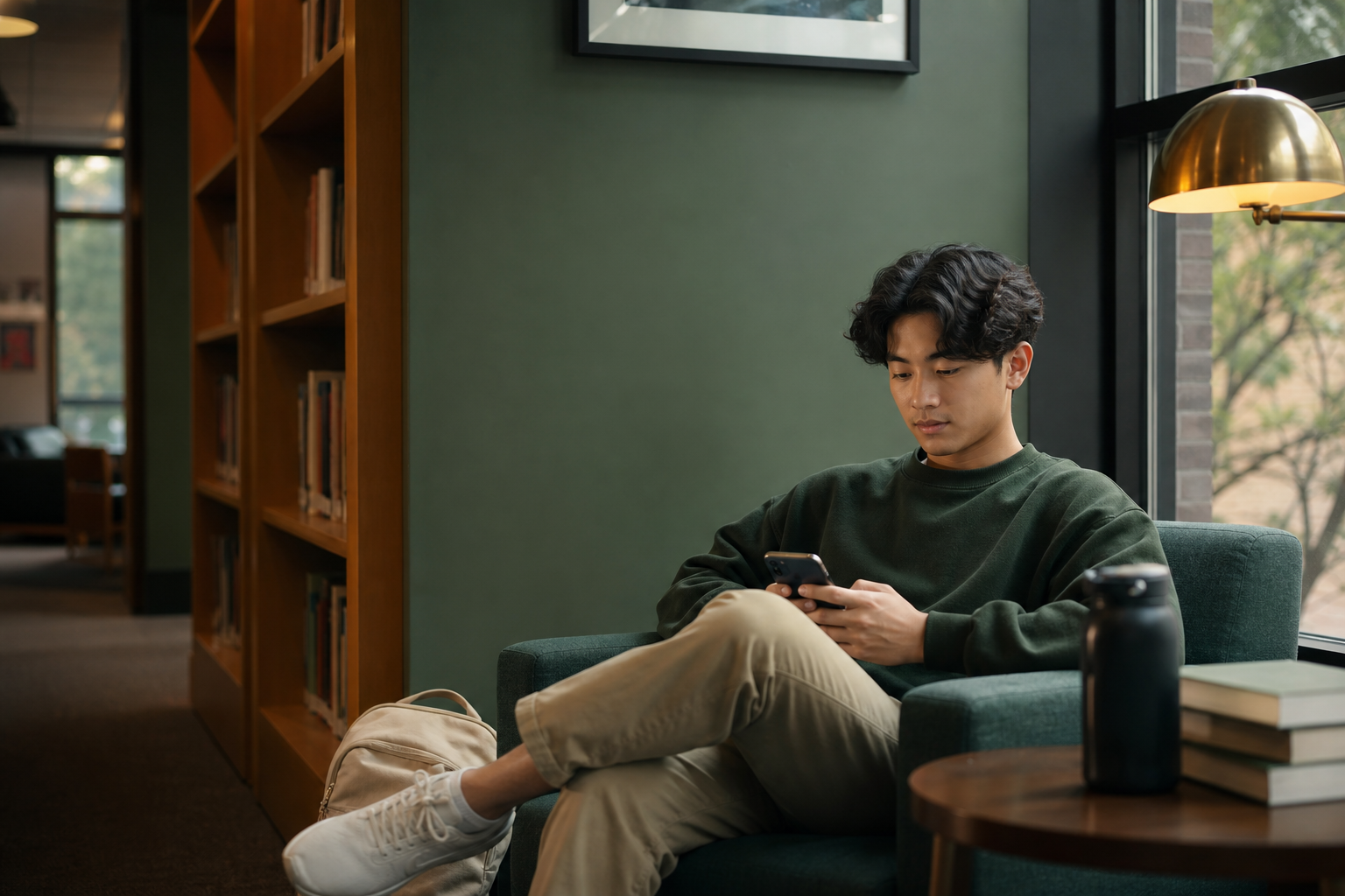 College student making a first private contact with campus counseling