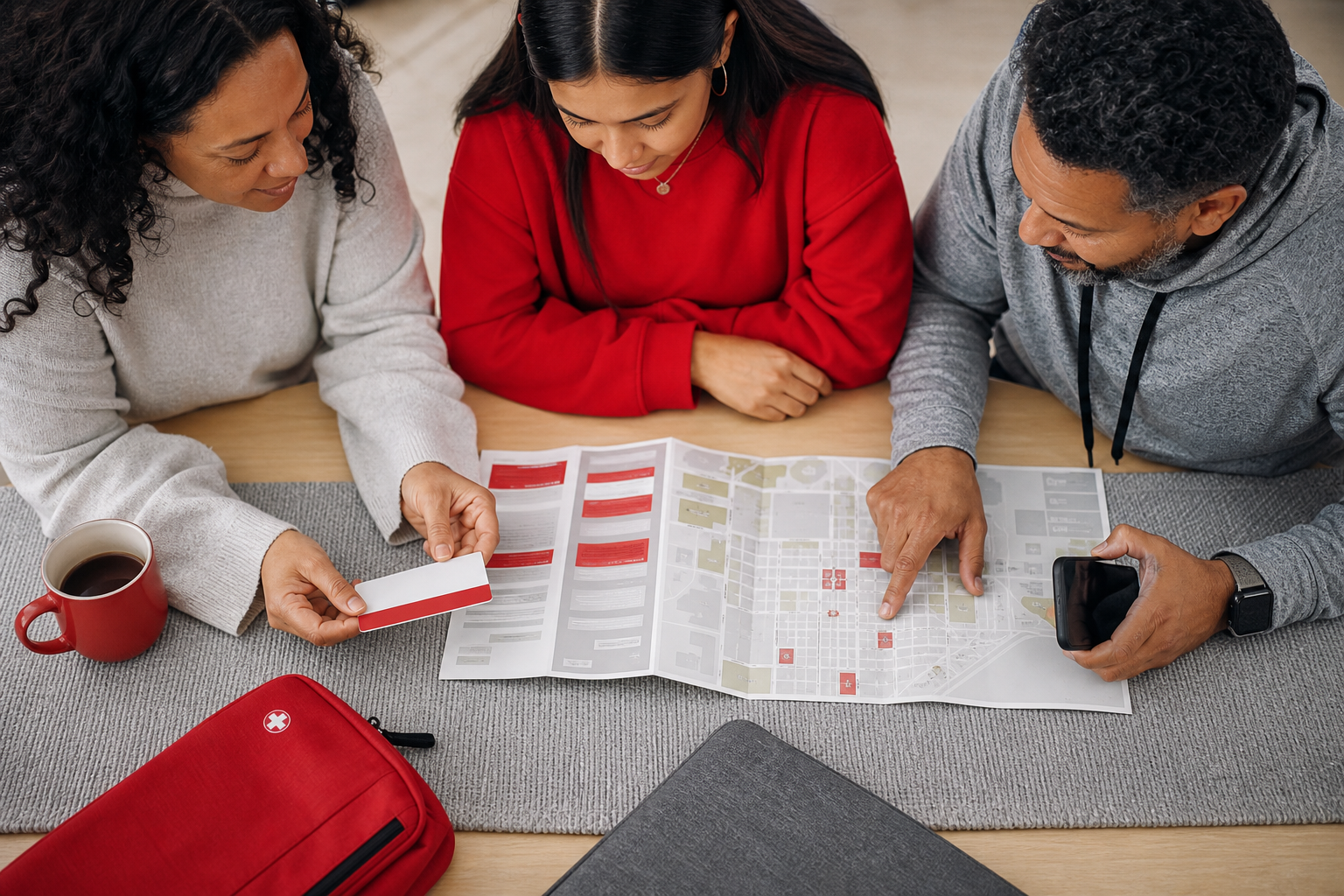 Family creating a clear campus emergency contact plan