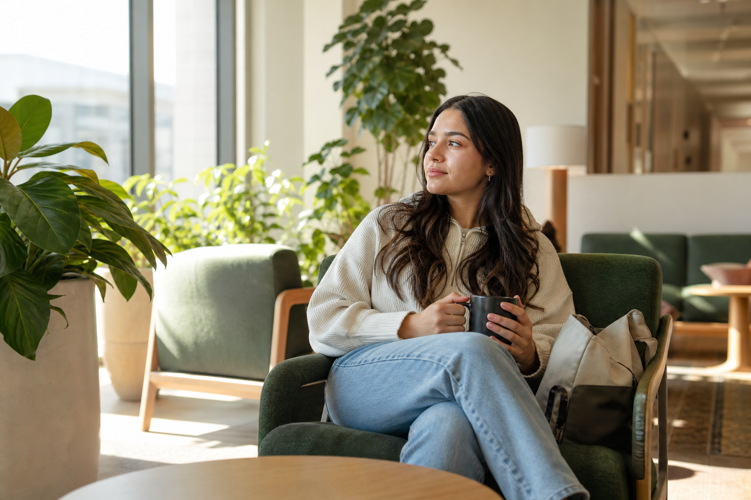 Commuter student taking a quiet reset between classes on campus