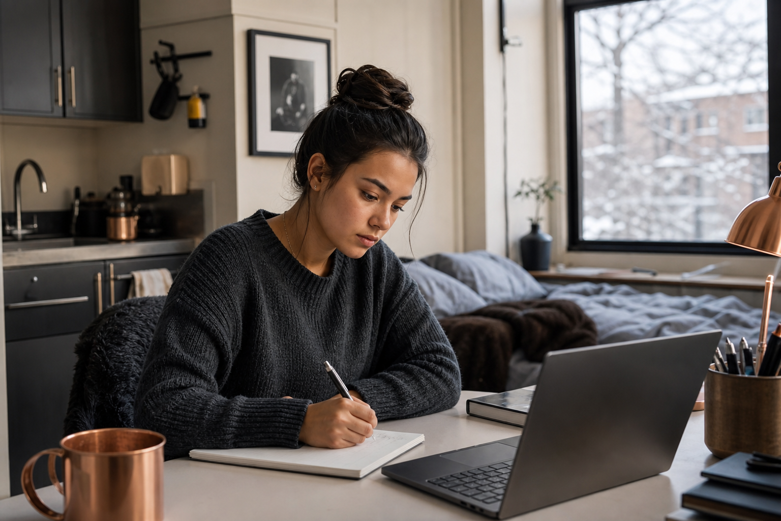 Returning student auditing repeated workarounds in a compact room