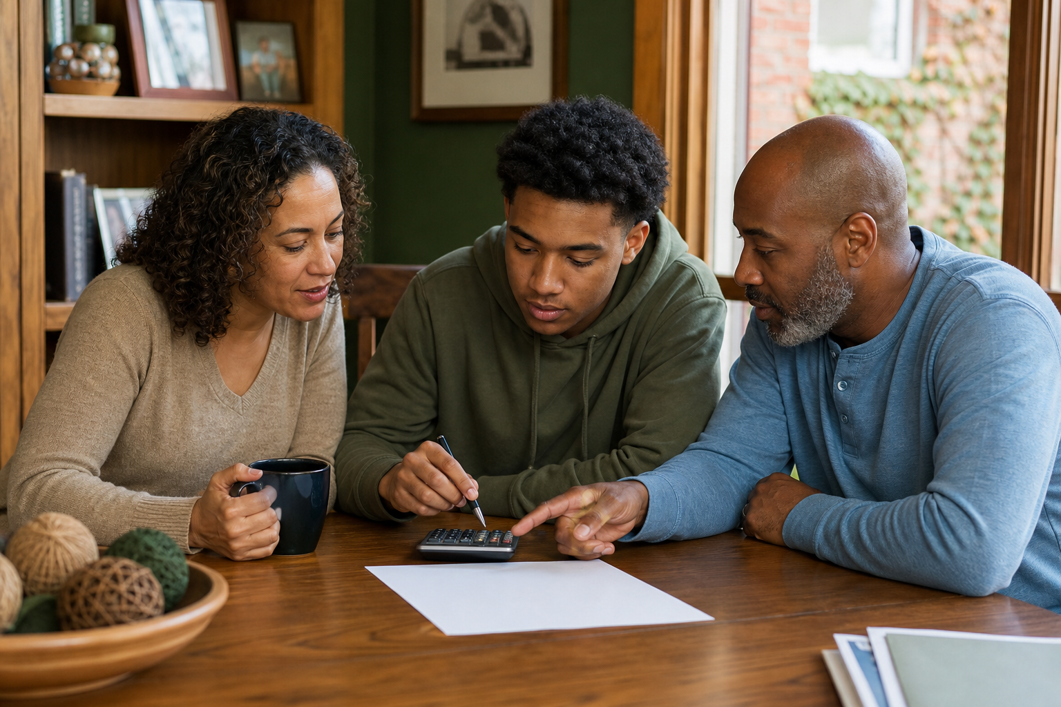 Family calculating the remaining college cost after gift aid