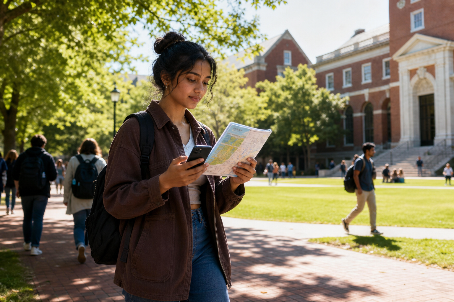 College student checking fee free ATM access near campus