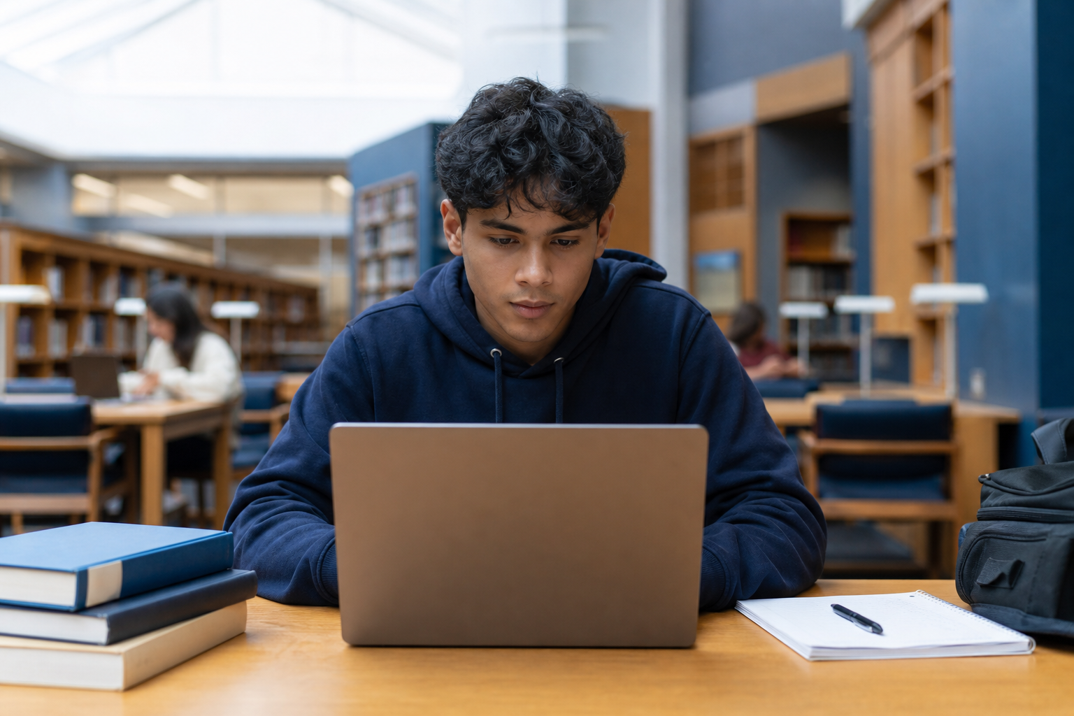 Incoming student completing a focused placement test practice session