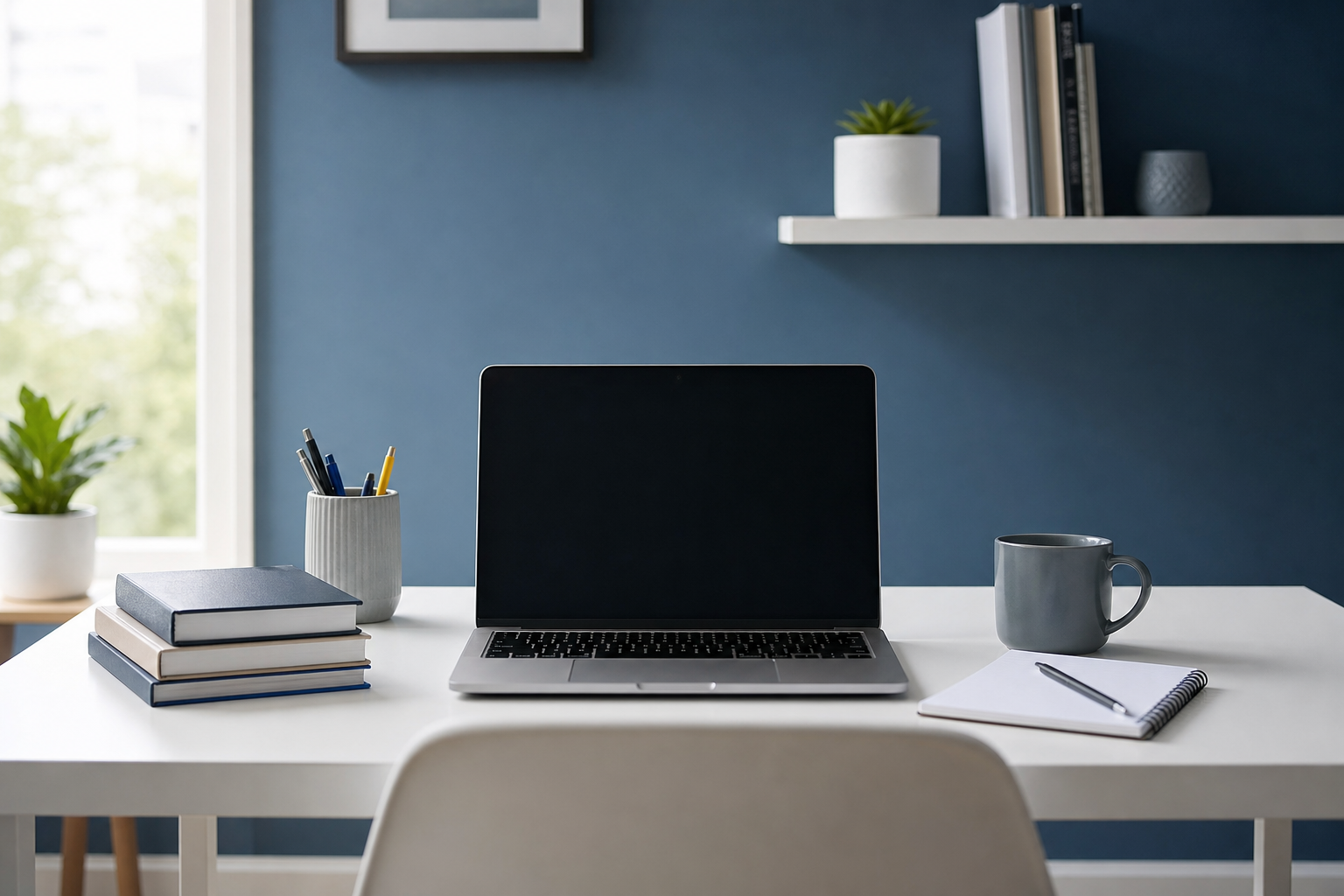 Quiet desk prepared for an online college placement assessment