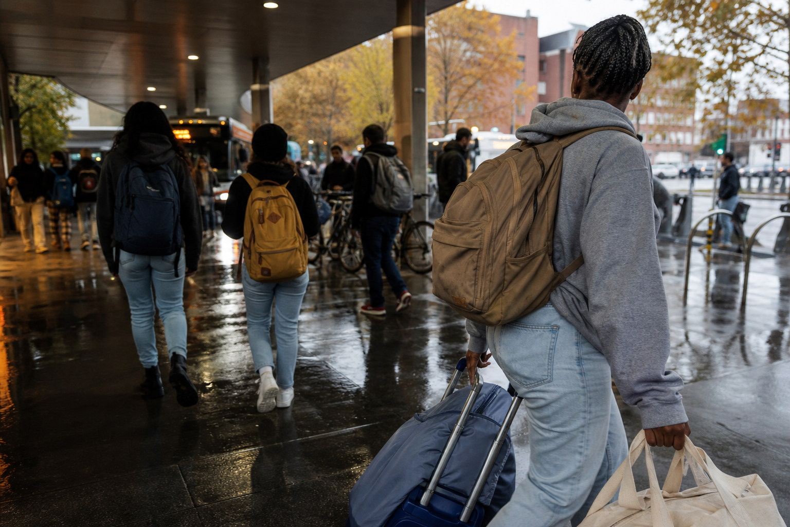 Open overnight bag with practical first-night college essentials