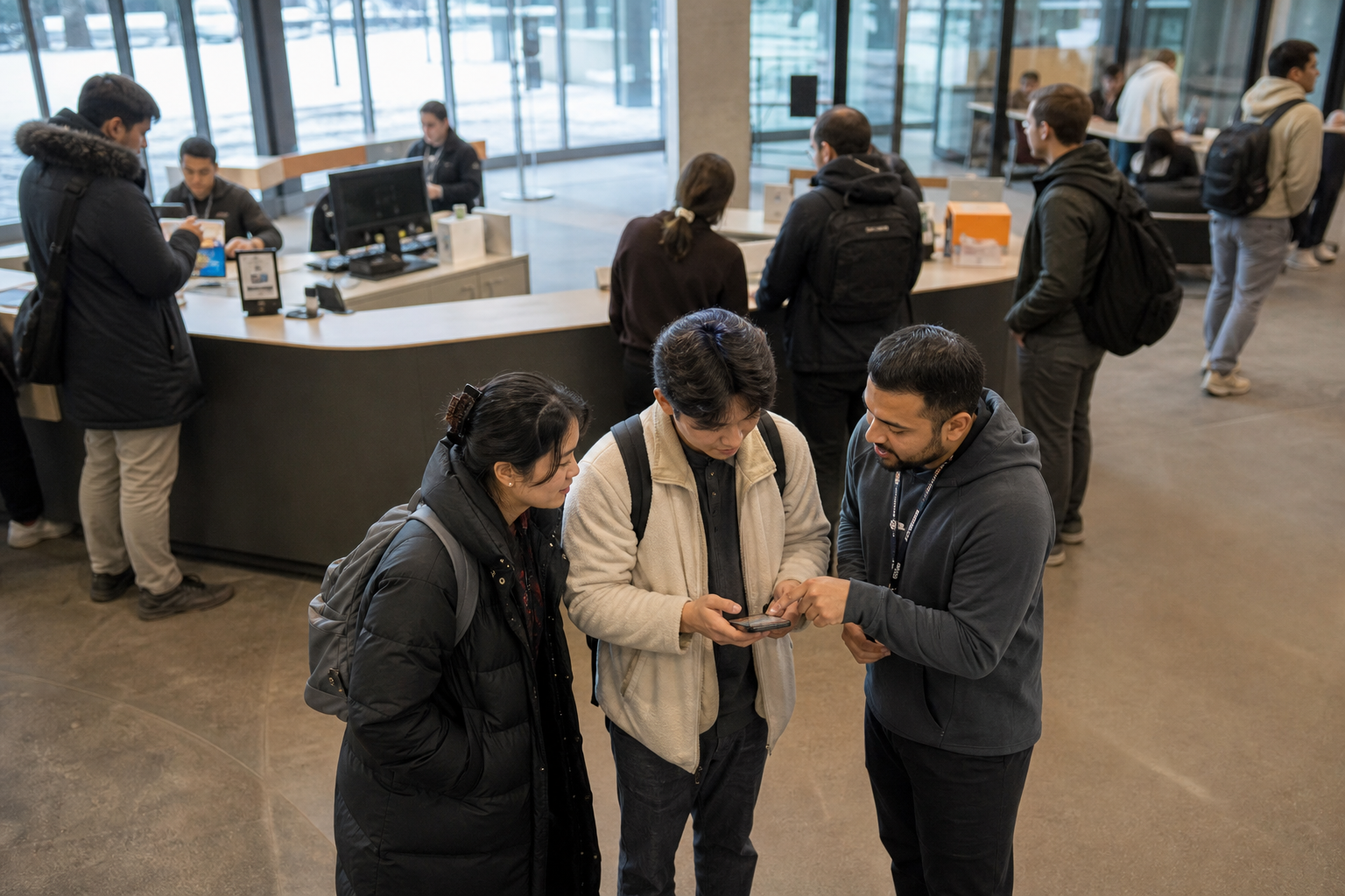 Student independently opening a university billing portal before making a payment