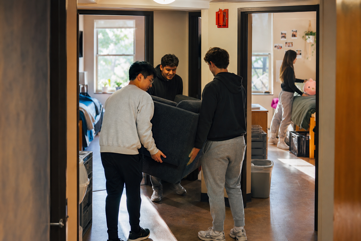 Student arriving for campus housing check-in